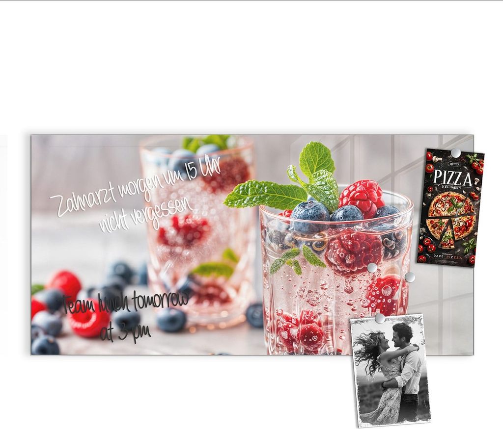 Magnettafel 100x50cm Pinnwand Whiteboard beschreibbar - Cocktail Beeren