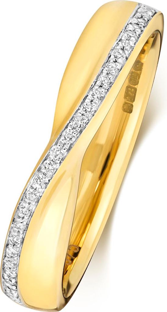9 Karat (375) Gold 1mm Slight Court Form Diamant Trauring/Ehering/Hochzeitsring Brillant-Schliff 0.09 Karat GH - SI3-I1, 57 (18.1); TRS368429KYRSP