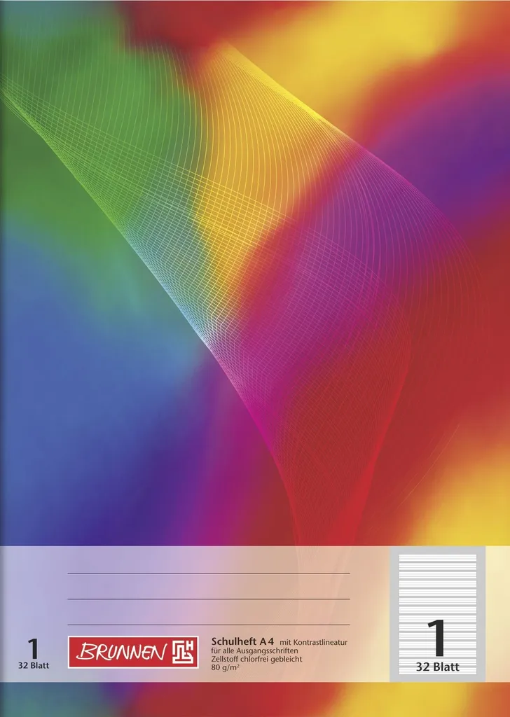 Brunnen 104438102 Quaderno A4 Rigatura 1 per Prima Elementare 32 Fogli