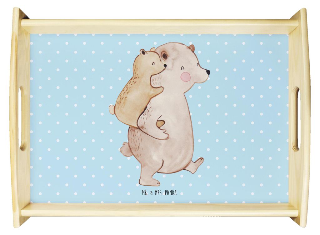 Mr. & Mrs. Panda Tablett Papa Bär - Blau Pastell - Geschenk, Vati, Vatertag, Sofa, Muttertag, Servier, sofatablett, frühstückstablett holz, Gebu...