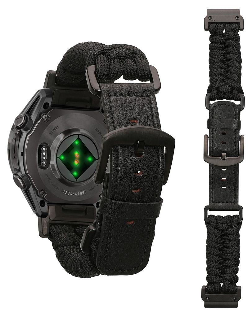 kwmobile Ersatzarmband geflochten kompatibel mit Garmin 22mm Fenix 8 47mm / Tactix 8 47mm / Instinct 45mm / Epix Armband - Fitnesstracker Sportarmband