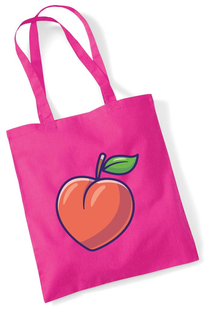 Huuraa Jutebeutel Pfirsich Comic 10 Liter Fuchsia Baumwolle Tasche Geschenkidee