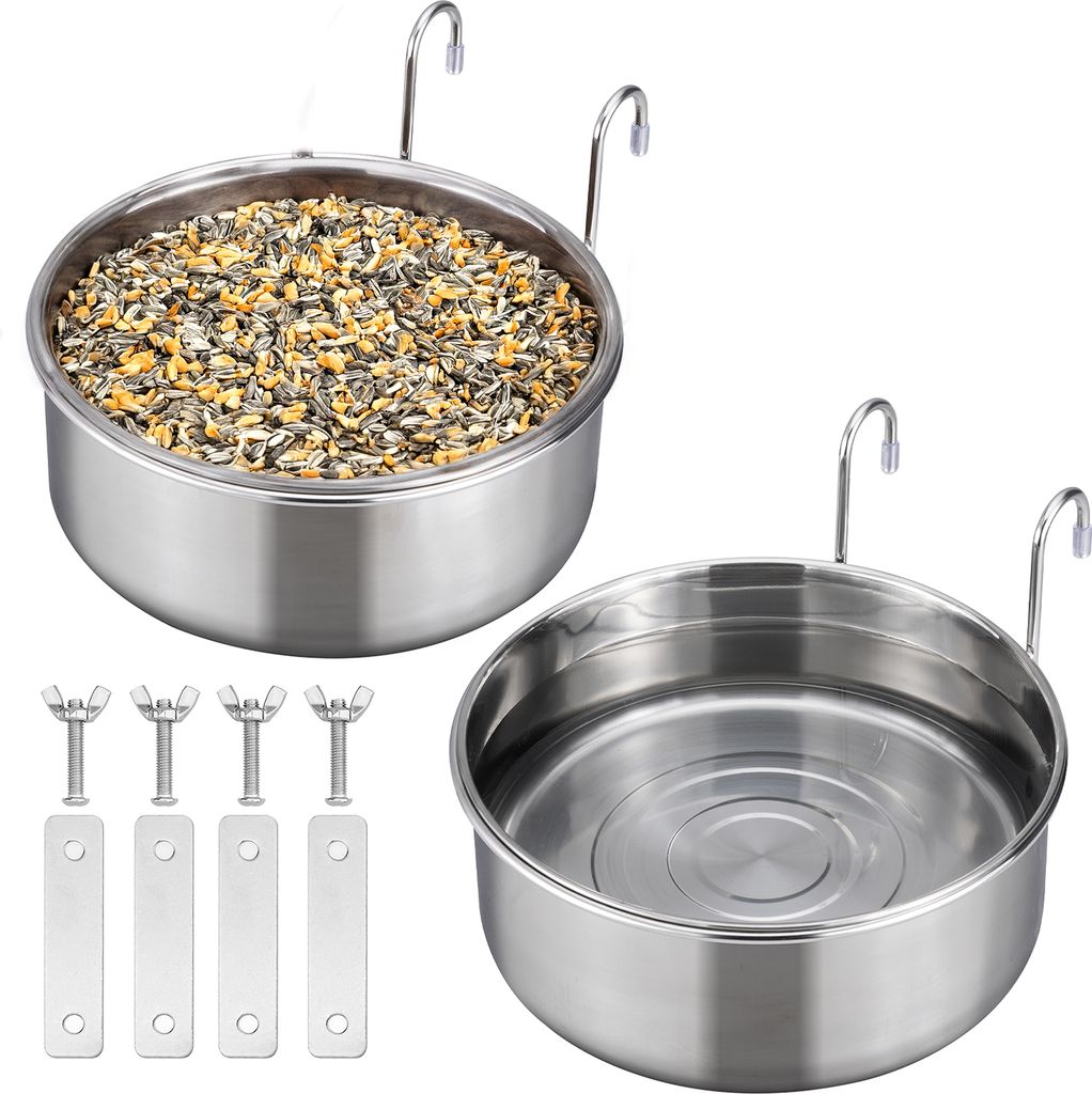 Navaris 2x hängender Hundenapf erhöht - Ø10cm Futternapf Set für Hund - 2er Set hängender erhöhter Hundenapf - 2er Pack Fress Napf zum Anhän...