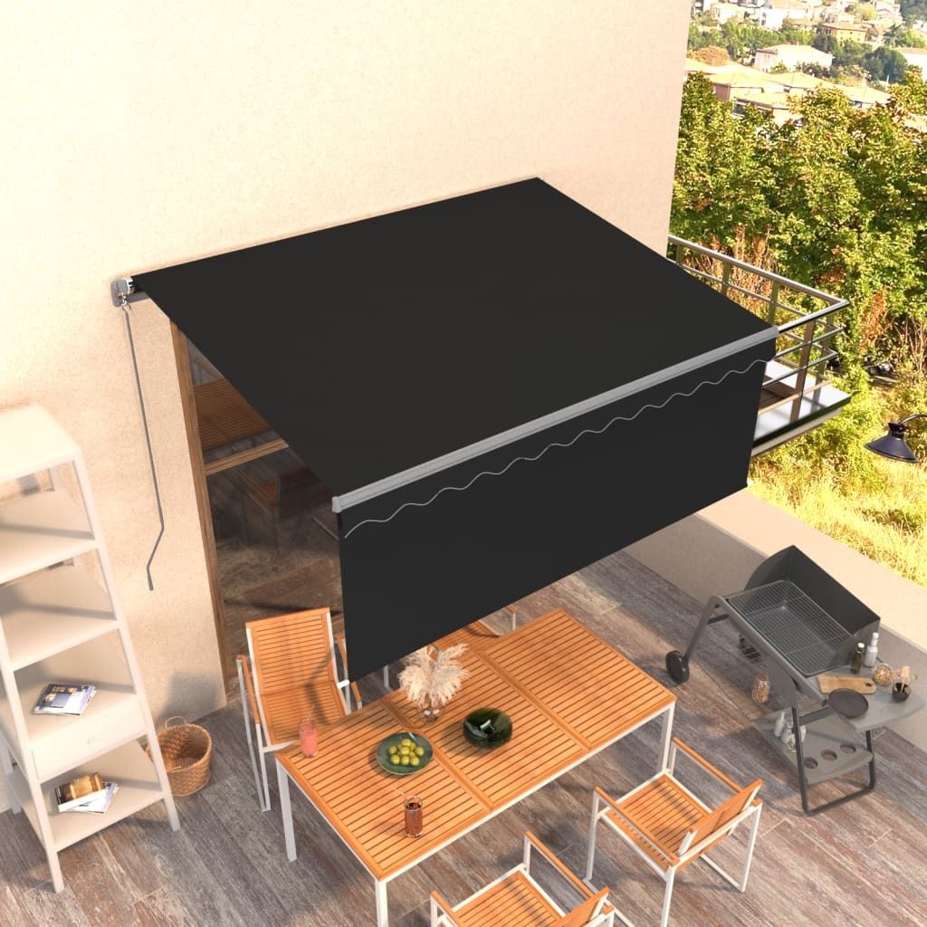 The Living Store Markise Manuell Einziehbar mit Rollo 3,5x2,5 m Anthrazit