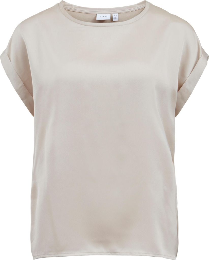 VILA Satin Blusen T-Shirt Kurzarm Basic Glänzendes Oberteil VIELLETTE Größe: 44