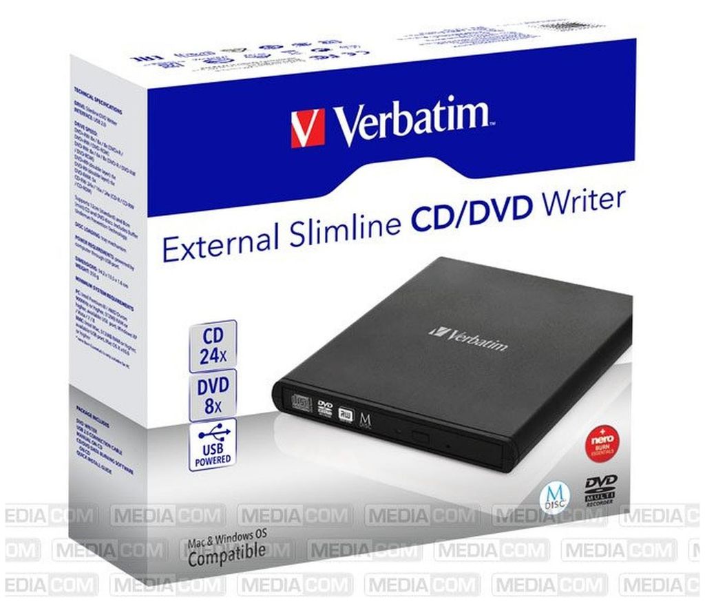Verbatim External Slimline CD/DVD Brenner Produktbild 