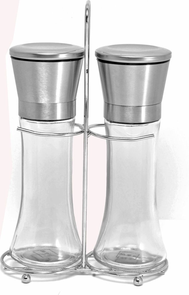 HEIMWERT Salz und Pfeffermühle Set - Geschmacksexplosion durch Spezial Mahlwerk - Salzmühle Gewürzmühle Pfeffermühle mit Keramikmahlwerk und Edelstahl Menage Salt Pepper Grinder Mill Mühle