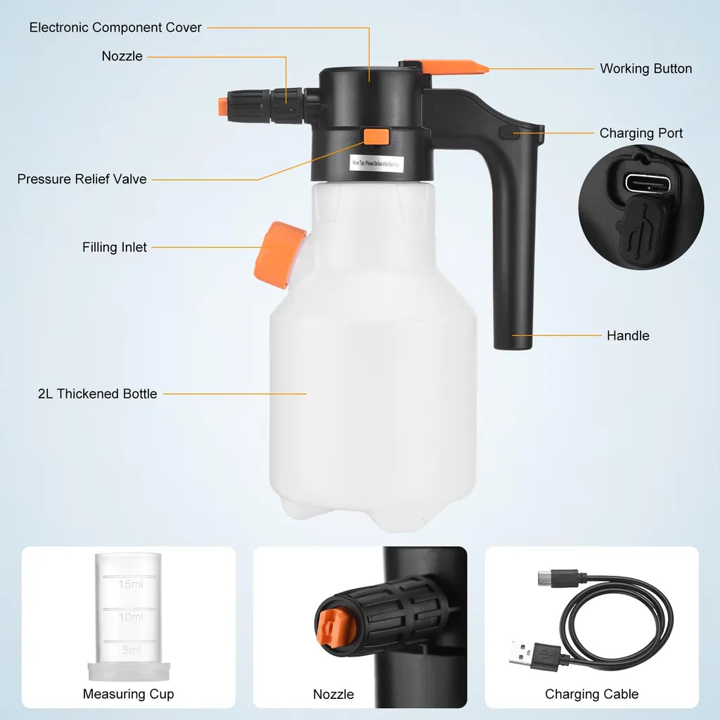 Pulvérisateur de mousse électrique pour voiture et arrosage jardin