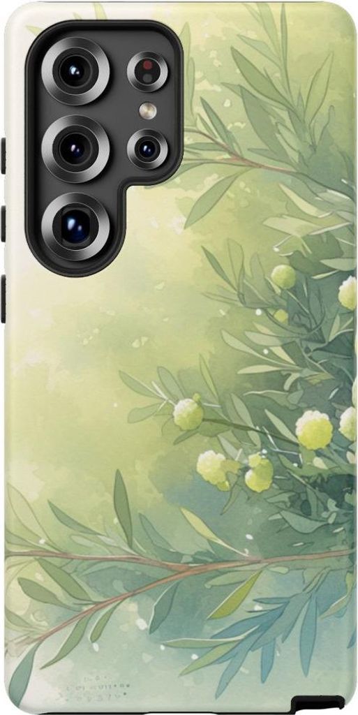Grüne botanische Aquarell-Illustration – Hülle Kompatibel mit Samsung Galaxy S25 Ultra