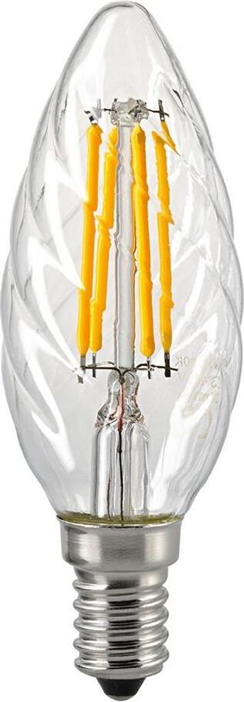 SIGOR 4,5W Kerze Filament gedreht klar E14 470lm 2700K dimmbar LED Lampe CT35