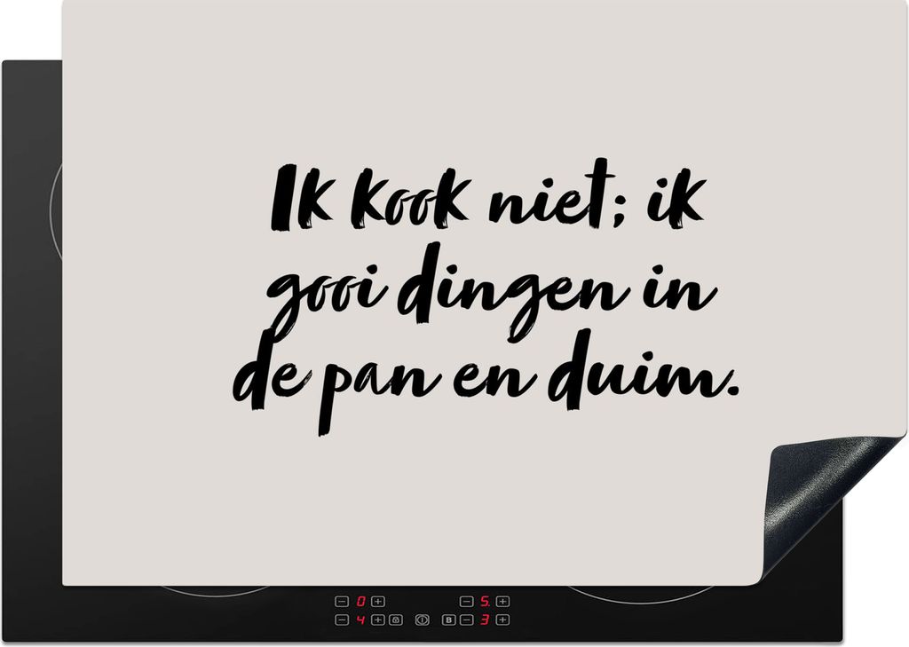 KitchenYeah Herdabdeckplatte Ich koche nicht; ich werfe Dinge in die Pfanne und den Daumen - Taupe - Zitat , 75x52cm, Küche Deko, Glaskeramikkoc...