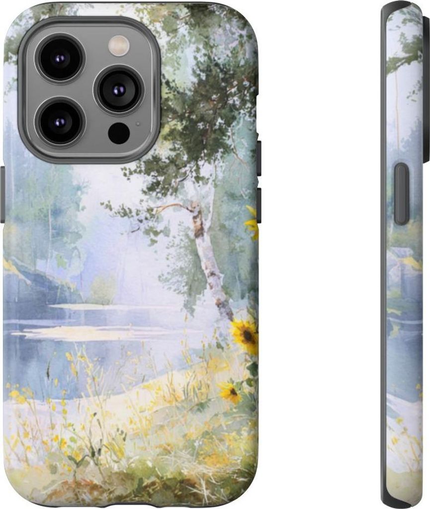 Sonnenblumen am Waldufer – Hülle Kompatibel mit iPhone 14 Pro
