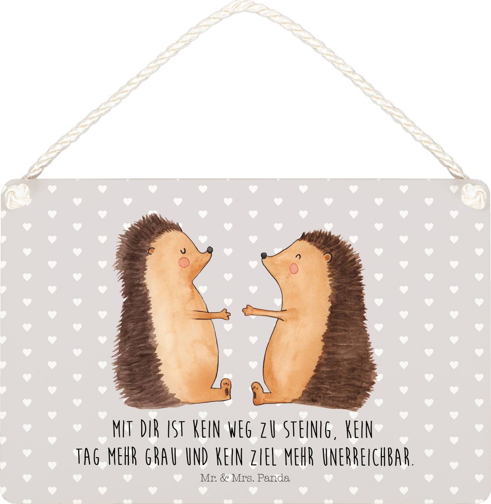 Mr. & Mrs. Panda Schild Igel Liebe DIN A5 - Grau Pastell - Geschenk, wandtafel, Freundin, Hochzeit, Hochzeitstag, Holzschild, Wandbild Holz, holzbi...