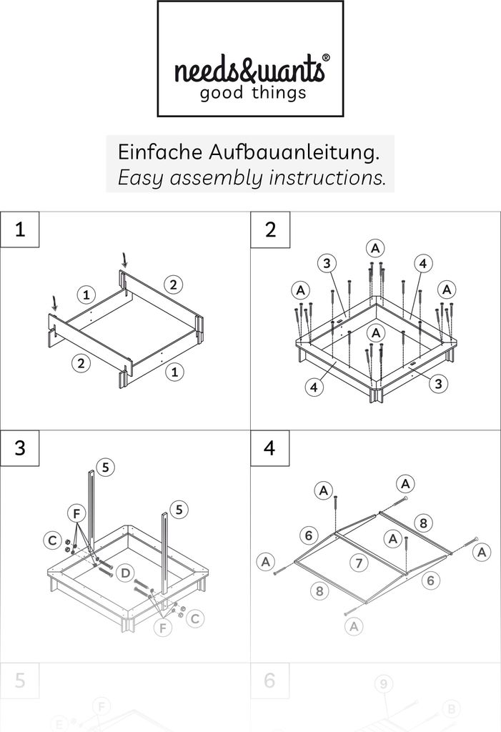 needs&wants® Sandkasten mit Dach Sitzbank und Boden Produktbild 6