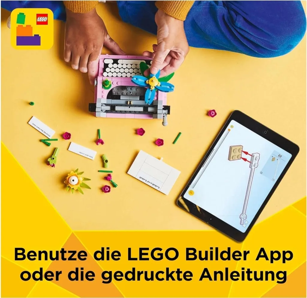Machine à écrire LEGO Creator 31169 avec fleurs, objet de collection rétro - 7