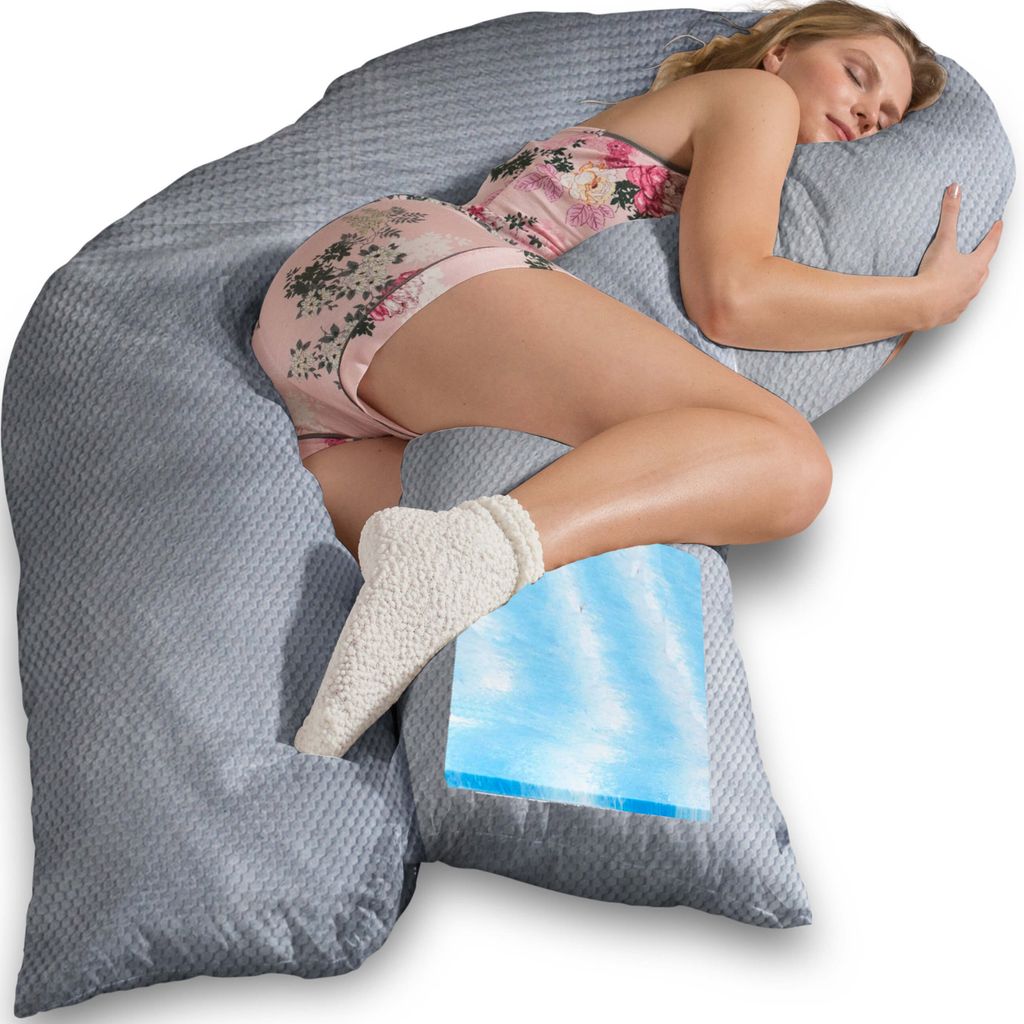 Traumreiter Seitenschläferkissen Jumbo XXL mit Bezug Velour Deluxe, Grau