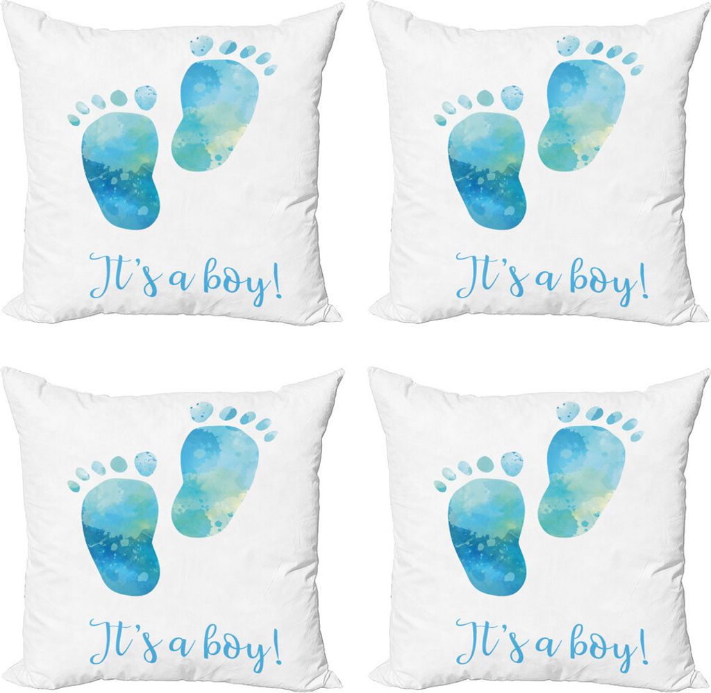 ABAKUHAUS Geschlecht decken Kissenbezug Set (4 Stück), Baby-Abdrücke, Moderner Doppelseitiger Digitaldruck, 60 cm x 60 cm, Mehrfarbig