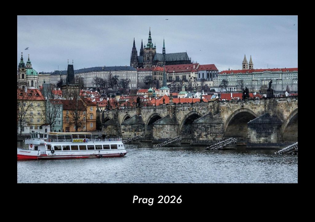 Prag 2026 Fotokalender - Querformat DIN A3, Monatskalender mit Bild-Motiven aus Orten und Städten, Ländern und Kontinenten