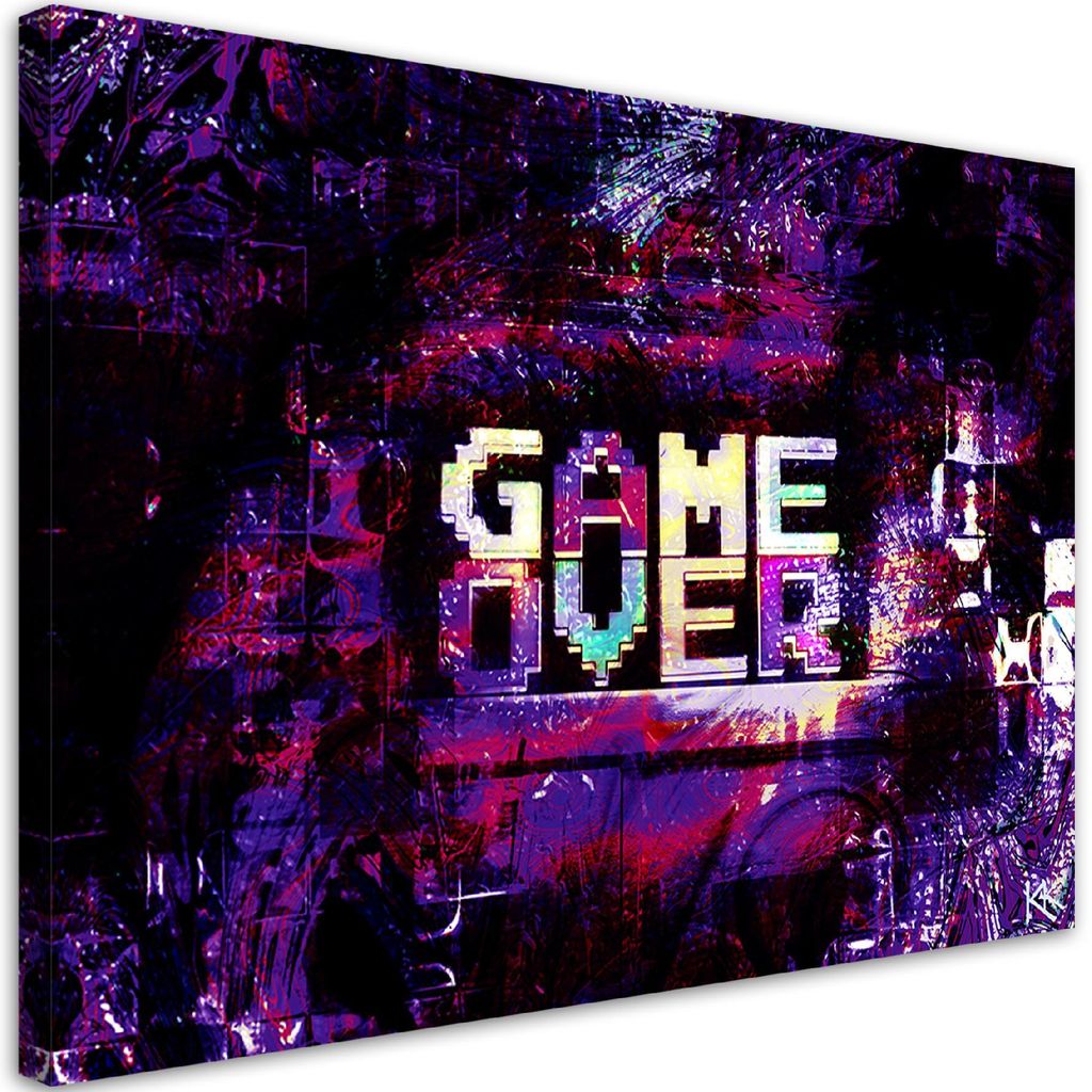 Leinwandbild Abstraktes Game Over-Zeichen 100x70 Feeby Violett bild für die wand bereit zum aufhängen