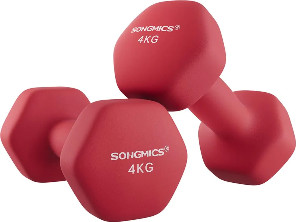 Haltères rouge magenta antidérapants 2 pièces pour sport et bien-être
