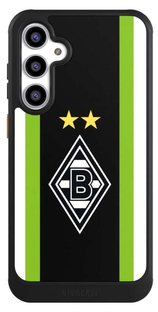 NIVOCASE Hülle für Samsung Galaxy S23 FE Handyhülle NIVOcore Case Schwarz Borussia Mönchengladbach Gladbach Logo