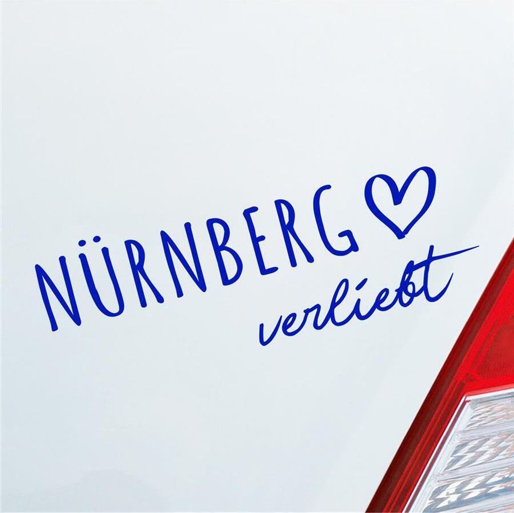 Auto Aufkleber Nürnberg verliebt Herz Stadt Heimat Liebe Car 19x7 cm Dunkelblau Sticker Heckscheibenaufkleber