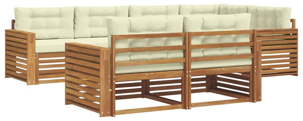 vidaXL Outdoor-Sofagarnitur mit Kissen 7 pcs Natur und Creme