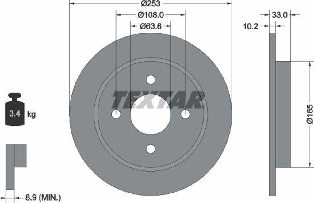 TEXTAR 92088403 Bremsscheibe OE 1073756 kompatibel mit Focus, Fiesta