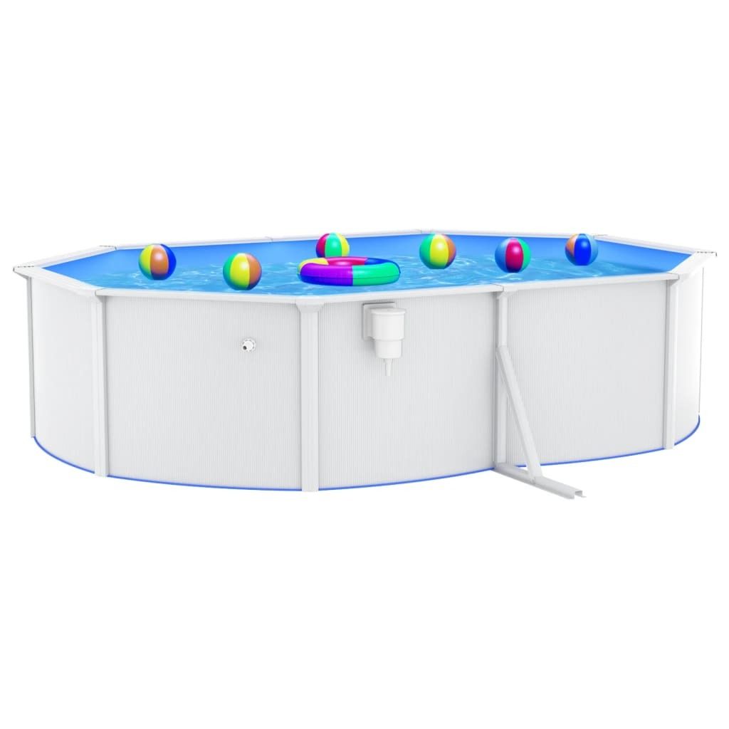 Pool mit Stahlwand Oval 490x360x120 cm Weiß