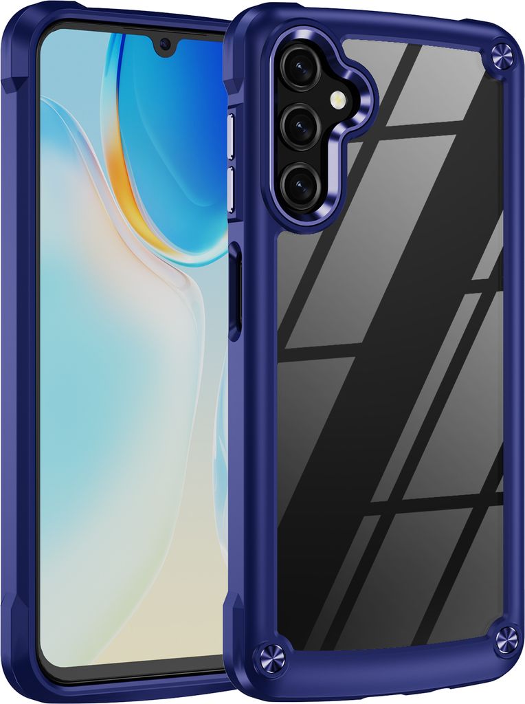 Hülle für Samsung Galaxy A14 5G/4G Hybrid Transparente PC Robust TPU Bumper Stoßfest Schutzhülle Blau