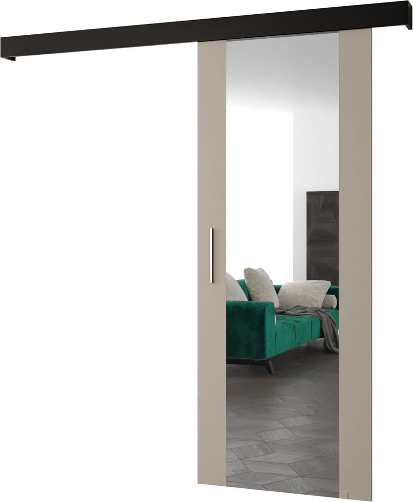 MEBLE KRYSPOL Salwador 2 Schiebetür, 90x204 cm, Kaschmir, Schwarz , Silber