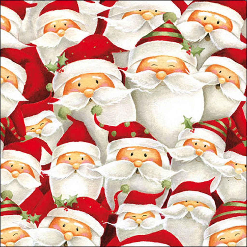 20 Servietten Funny Santa - Stapel an lustigen Weihnachtsmännern 33x33cm