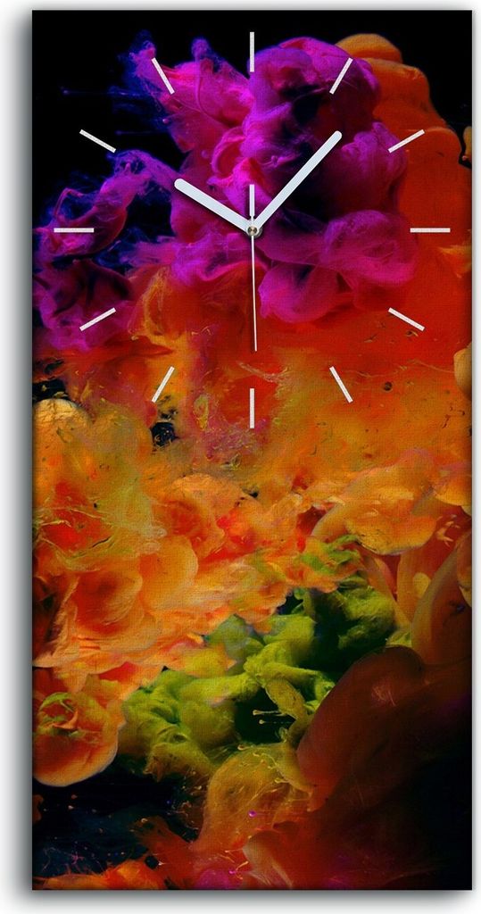 Wandbild Leinwand Bilder mit Uhr Geräuschlos 30x60 Malerei Abstrakte Kunst - weiße Hände