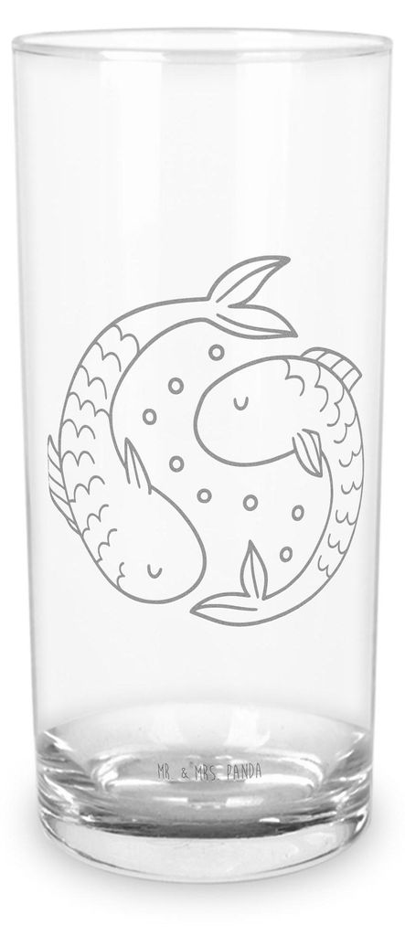 Mr. & Mrs. Panda Glas Sternzeichen Fische 200 ml - Transparent - Geschenk, Sternbild, Cocktailglas, Glasbecher, Geburtstag März, Februar, Longdrin...