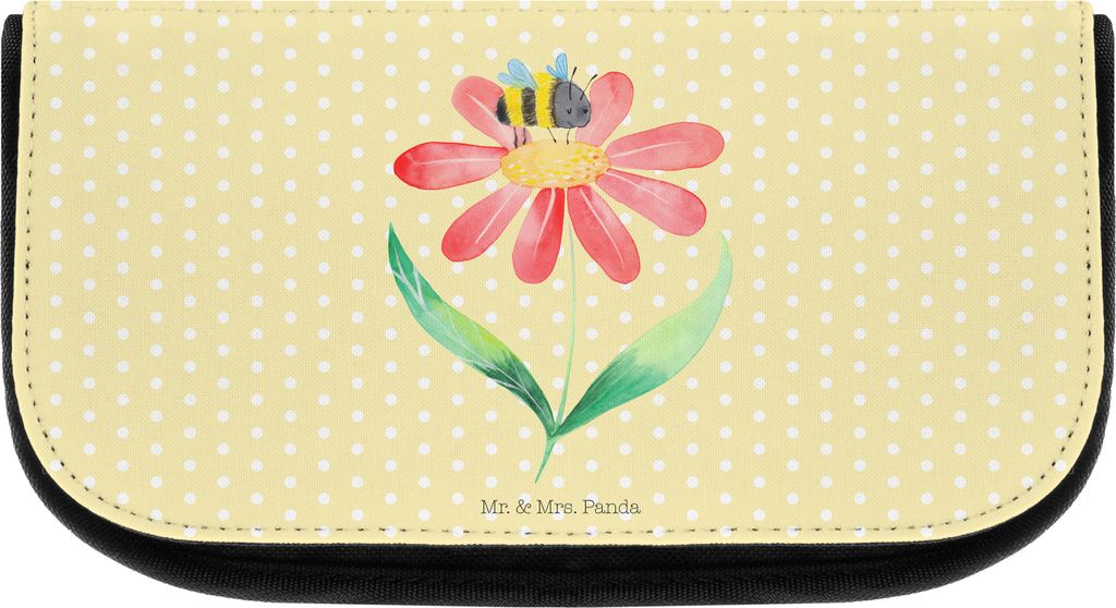 Mr. & Mrs. Panda Organizer Hummel Blume - Gelb Pastell - Geschenk, Lustige Sprüche, Wespe, kosmetiktäschchen, Kosmetiktasche, Waschbeutel, Hummel...