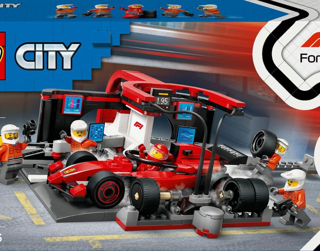 LEGO City 60443 F1 Pit Stop e Meccanici con Ferrari 322 Immagine del prodotto 
