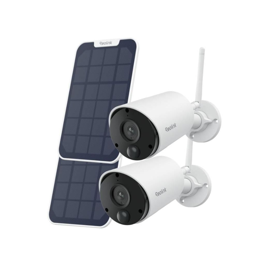 Reolink Argus Eco+Solarpanel, 5MP Batterie 2,4GHz WiFi Überwachungskamera Aussen, Personen/Fahrzeugerkennung, Nachtsicht, 2-Wege-Audio, 2 Pack