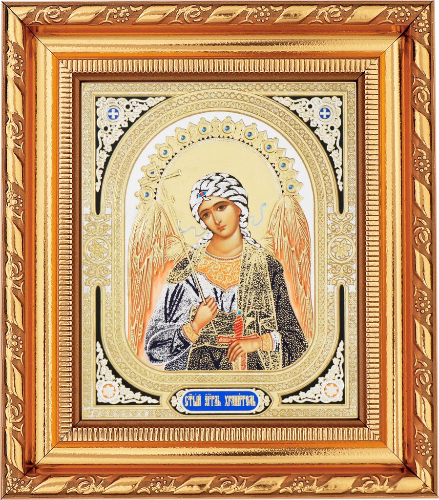 Nklaus Schutzengel Ikone im Rahmen mit dem Glas 14x16cm christlich orthodox 11368