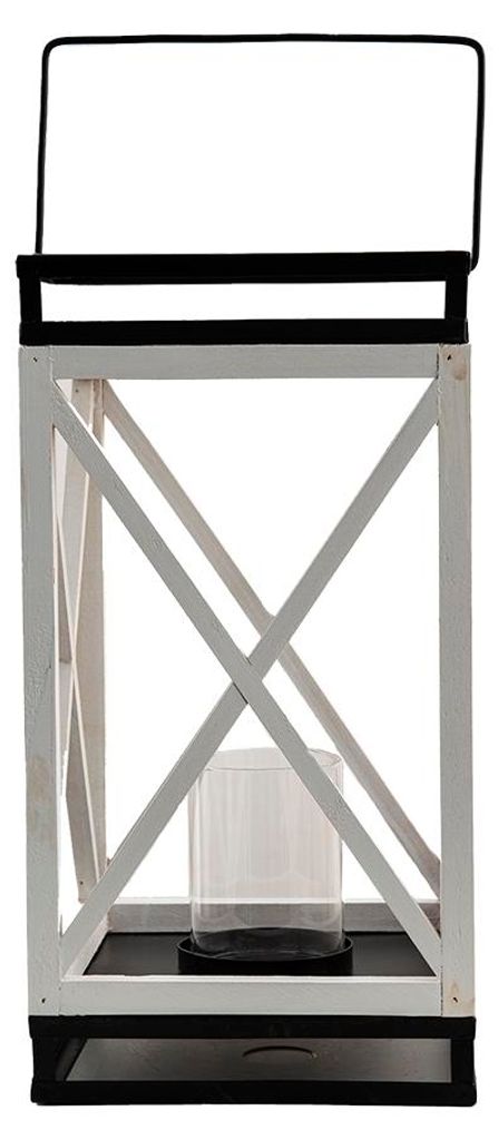 Clayre & Eef Laterne 38 cm Weiß Schwarz Holz