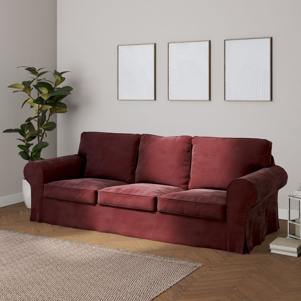 Dekoria Bezug für Ektorp 3-Sitzer Sofa nicht ausklappbar, bordeaux, Sofabezug für Ektorp 3-Sitzer nicht ausklappbar