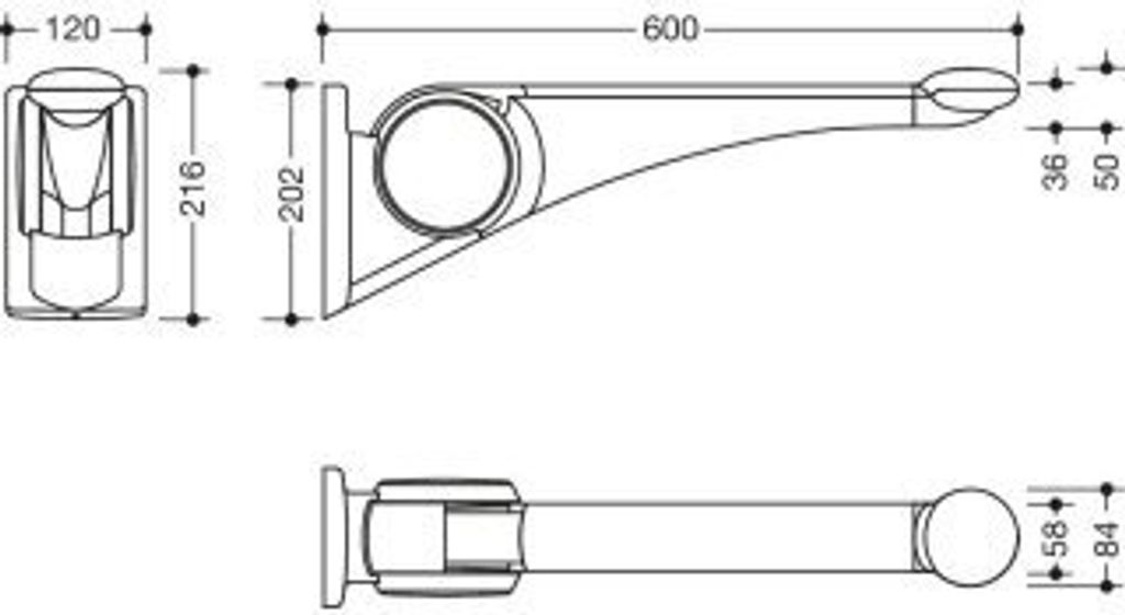 HEWI 802.50.41160 TB Stützklappgriff Premium,600 mm