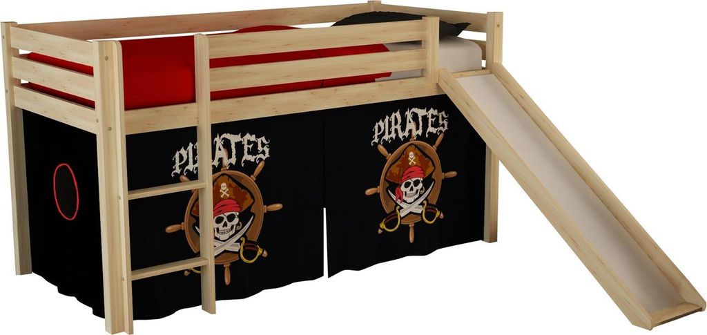 Spielbett mit Rutsche Pino Kiefer massiv 90 x 200 cm