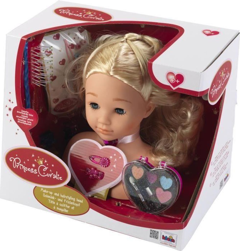 Frisierkopf Prinzessin Coralie Little Sophia, Mit Zubehör, Waschbare Blonde Haare, Blaue Augen
