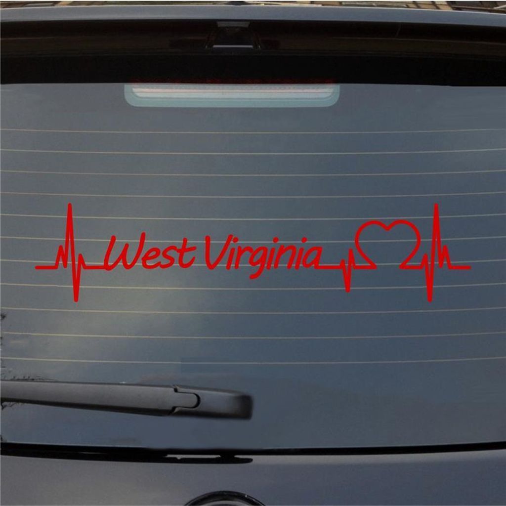 Heckscheibenaufkleber West Virginia Herzschlag Puls Staat USA Liebe 55x12 cm Rot Auto Aufkleber Sticker
