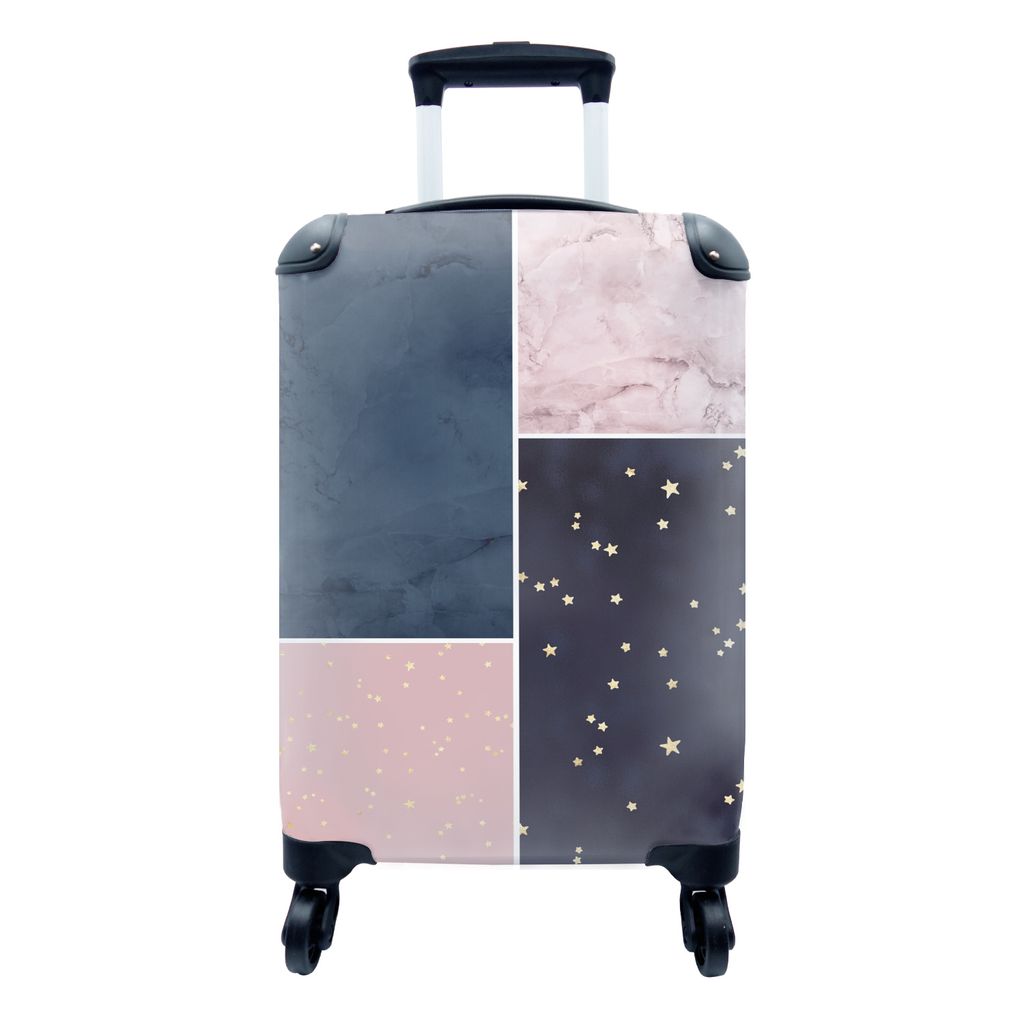 MuchoWow Koffer Handgepäck Trolley Rollkoffer Kleine Reisekoffer mit 4 Rollen - Marmor - Sterne - Collage - Cabin Size < 55x40x23 cm & 55x40x20 ...
