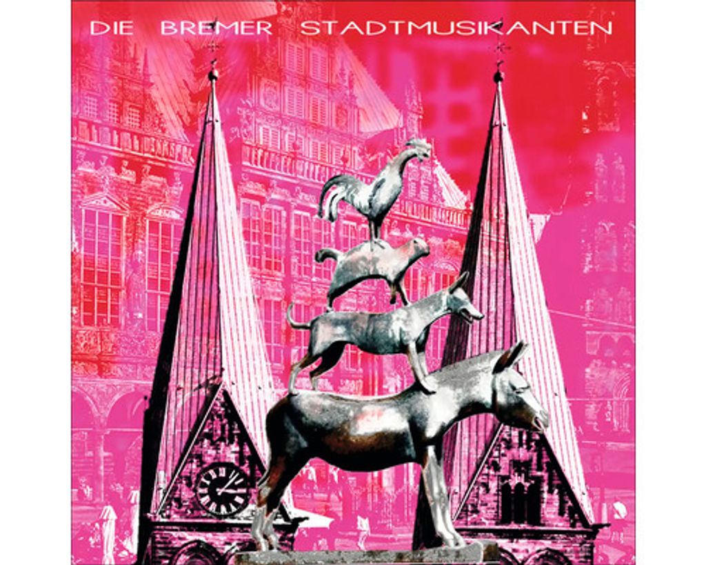 Glasbild Bremen Stadtmusikanten pink 20x20 cm Produktbild 