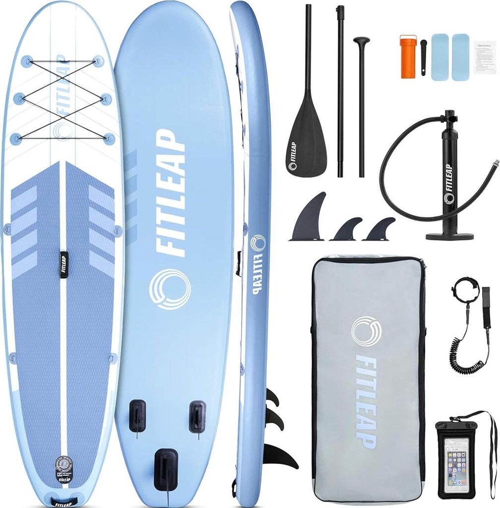 Fitleap Premium Stand Up Paddle Board aufblasbar - SUP Board Set mit Hochdruckpumpe, verstellbarem Paddel und Rucksack - Ideal für Anfänger und P...