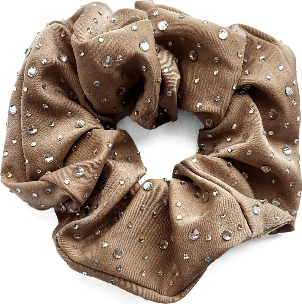 Elastico Scrunchie Marrone Cioccolato con Cristalli | Look Luxury