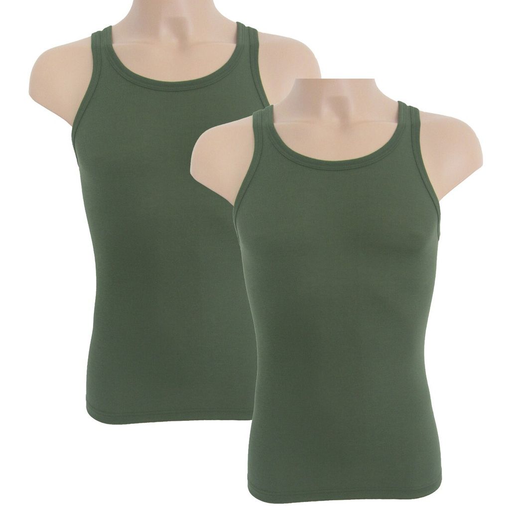 HERMKO 63000 2er Pack Herren Funktionsunterhemd, Tank Top (Weitere Farben), Größe:D 7 = EU XL, Farbe:olive