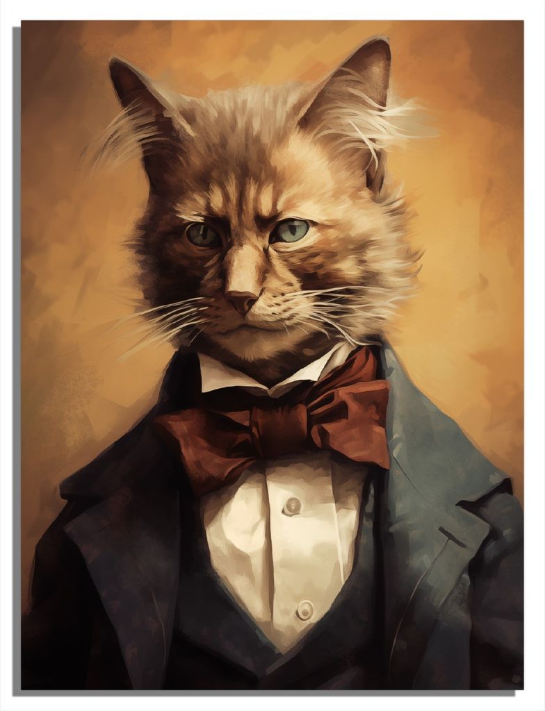 Wallario Magnet für Kühlschrank / Geschirrspüler, magnetisch haftende Folie - 60 x 80 cm, Motiv: Katze im Anzug